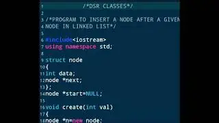 Insert a node after a given node in linked list program in C++