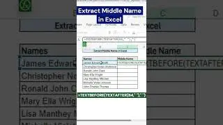 Extract middle name in excel  #interview #excel #exceljobinterview #yt #ytshorts #youtubeshort
