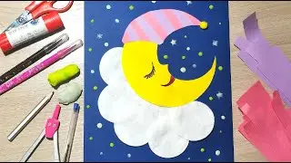 Месяц на облаке. Аппликация. Творчество для детей