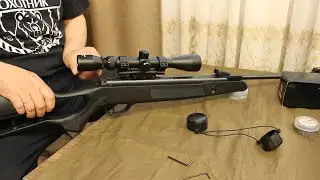 Sighting in a pneumatic gun with an optical sight on a movable monoblock.