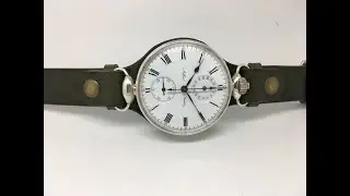 Mens watch (Marriage) Alfred Sandoz sterling silver split second chronograph