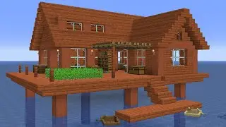 Minecraft - How to build an Acacia Survival Base House on Water