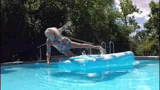 Pool Surfing and wearing pantyhose in the pool