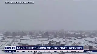 Lake-effect snow covers Salt Lake City, Utah | FOX 13 Seattle