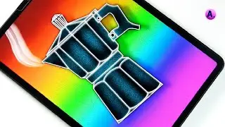 Draw Rainbow Coffee Pot Digital ART illustration In  procreate | Satisfying & Relaxing| @ArtwithA.