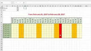 Excel - Build an automatic calendar (with Macro)