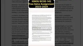 IGNOU BCOE-142 Free Solve Assignment 2023-2024 #ignouassignment