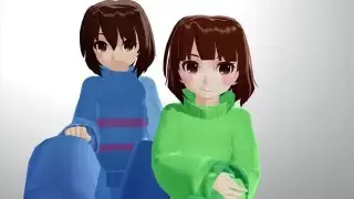 [MMD Undertale] Frisk&Chara - Stroke on my.. Lick on my..