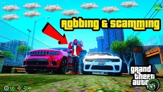 ROBBING and SCAMMING EVERYONE in GTA 5 RP in My 5000HP Hellcat
