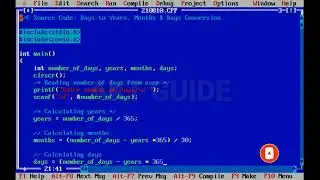 C Program to Convert Number of Days to Years, Months & Days //akt guide