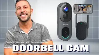 BOTSLAB Video Doorbell Camera, No Monthly Fee, 5MP Wireless, Better Than Ring! 360° View & VR Mode