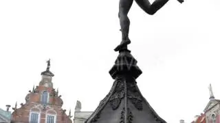 a Monument to Hermes, a Greek God of Trade, Standing on One Leg on a Dome Looking Pedestal in a
