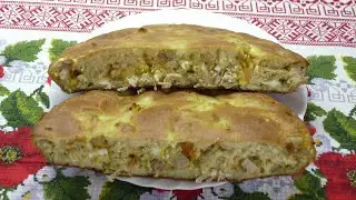 Пирог с обалденной начинкой.  Простой рецепт заливного пирога.