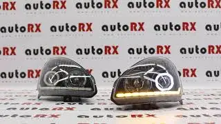 Тюнинг фары для Lada Priora, с линзой и LED ДХО (ангельские глазки)