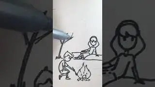 Draw campfire gatherings | lovestory | Рисуем посиделки у костра #Shorts