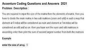 Accenture Python Coding Question - 13 and Answer 2021 
