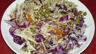 Легкий салат из 3-х видов капусты и с консервированным горошком. Вкусный 
