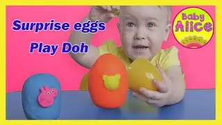 Play Doh Surprise Eggs Peppa Pig, Masha and the Bear.