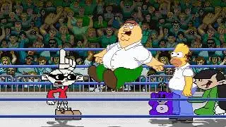 MUGEN: Numbuh 1 and Peter VS Numbuh 3 and Homer (Requested)