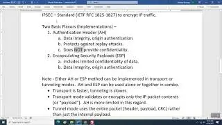 Network Security Part 1, IPSEC Basics - 23 April 2021