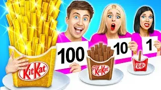 100 слоев еды | Дорогая vs Дешевая еда Челлендж от Multi DO Food Challenge