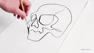 Learn How to Paint a Skull With One Line Using India Ink