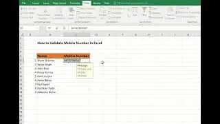 Trick to Validate Mobile Number in Excel. #shortvideo #excel #trending