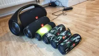 JBL Boombox + JBL Xtreme + JBL Charge 3 + JBL Pulse 3 + (2x) Flip 4 [BASS TEST!!!]