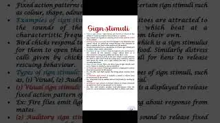 Sign stimuli | Ethology | Exam notes  