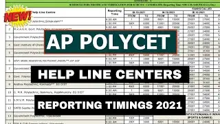 AP POLYCET HELP LINE CENTERS TIMINGS | REPORTING TIME  UPDATE 2021