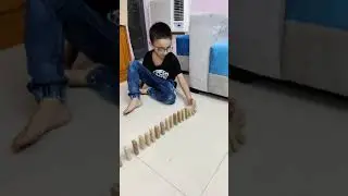 Domino Trick of Wooden Blocks