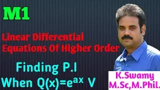 Linear Differential Equations of Higher Order||Finding P.I When Q(x)=eᵃˣ V