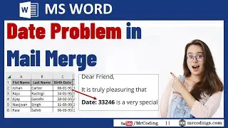 MS Word-Date Problem In Mail Merge | Number is appearing instead of the date in mail merge | Hindi