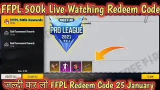 Free Fire Toady Redeem Code | FFPL Redeem Code Today | FF New Redeem Code | 25 January Redeem Code