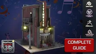 Blender 3 | Unreal Engine 5 | Vintage Music Hall Building | Gamedev