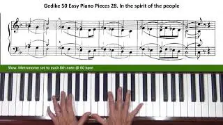 Gedike 50 Easy Piano Pieces 28. In the Spirit of the People Tutorial