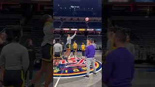 Azura Stevens hits from half court at shoot around