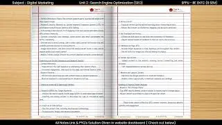 Unit 2 - Search Engine Optimization(SEO) | Digital Marketing | Imp Question | SPPU B.E. (E&TC) Sem 8