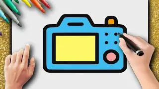 CÓMO DIBUJAR UNA CÁMARA DE FOTOS? DIBUJEMOS UNA MAQUINA DE RETRATO - FACIL - PASO A PASO