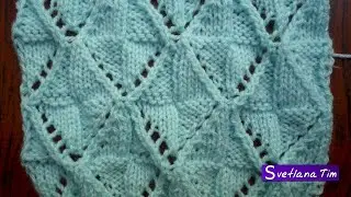 Учимся вязать Теневой Узор АЖУРНЫЕ РОМБЫ. Вязание спицами / Ажурные Узоры № 90