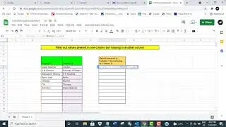 Google Sheets: filter out values present in one column, but missing in another column