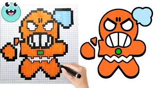 Как нарисовать новогодний значок печенье по клеточкам | Brawl Stars
