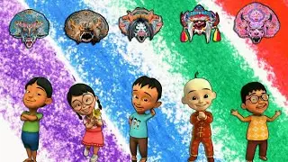 Bermain game tebak gambar barongan dan mencocokkan gambar Upin ipin, animasi, kartun, super hero