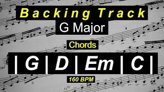 Rock - Pop Backing Track - G MAJOR - 160 BPM 4/4 Time Signature | G | D | Em | C |