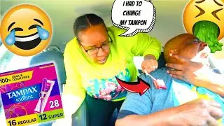 Changing My DIRTY TAMPON In The Backseat of The Car PRANK On FIANCE *HILARIOUS REACTION*