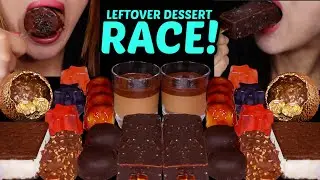 ASMR INTENSE LEFTOVER DESSERT RACE! CHOCOLATE CARAMEL MOUSSE CUPS, ICE CREAM BARS, JELLY, FERRERO 먹방