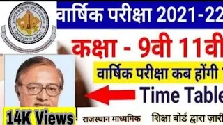 वार्षिक परीक्षा 9th 11th का Time Table 2021-22|Yearly Exam Time Table|