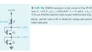 Find the required values of gate widths of NMOS transistors Q1 and Q2 | How to solve mosfet problems