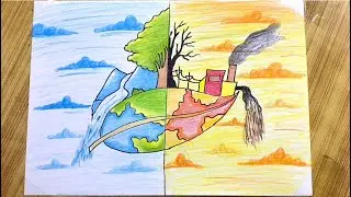 World Earth Day Drawing for Beginners 2023 || Save Trees Save Environment Drawing Steps by Step 2023