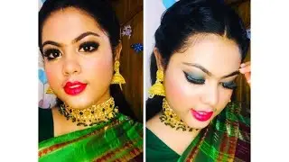 Green smokey look|| Grandma's saree special 💙